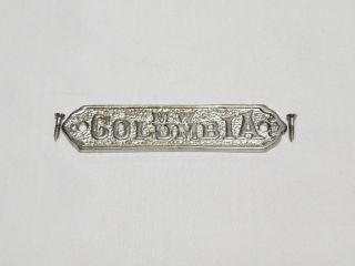 Ice Box Label Columbia Brass Nickel Plated