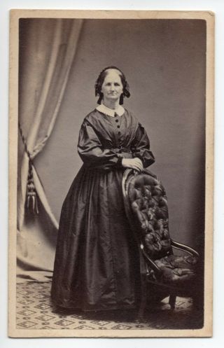 Antique 1800s Civil War Cdv Woman In Hoop Skirt Connecticut Circa 1864 - 1866