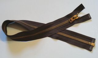 25 Inch Dark Brown & Antique Brass 10 Separating Talon Vintage Zipper