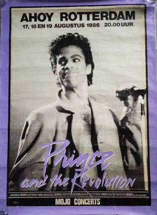 Prince And The Revolution Rotterdam Concert Poster (mojo Concerts,  1986) Rare