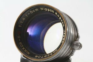 " Very Rare " Nikkor S C 5cm F1.  4 Nippon Kogaku Ltm39 Lens From Jp 3297