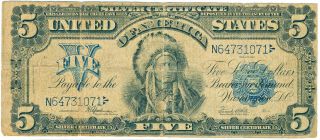 1899 $5 Silver Certificate Chief Note Circulated Rare Note