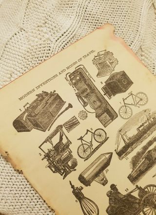 Modern Inventions & Modes of Travel - Antique Book Print 2