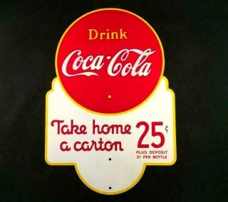 Vintage Take Home A Carton Coca Cola Sign Rare Old Advertising Metal 1950s
