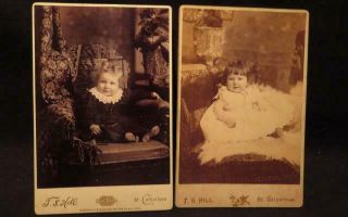 T S Hill St Catharines Ontario 2 Antique Cabinet Photos Of Toddlers
