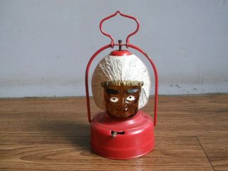 Rare Vintage Battery Powered 2 Sided Glass Face Tin Lamp Made In Japan.