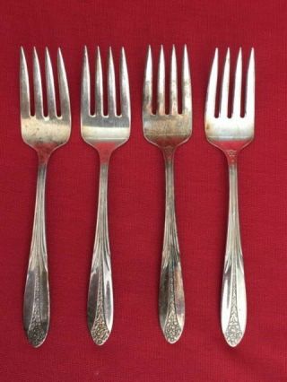 Set Of 4 - National Silver Co.  Silverplate " Princess Royal " Pattern Salad Forks