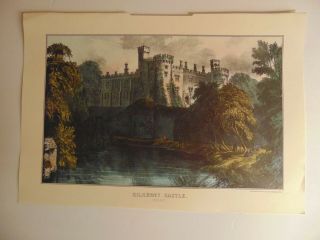 Vintage Currier & Ives Calendar Page Lithograph Reprint Kilkenny Castle Ireland