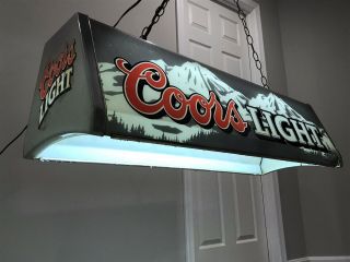 Rare Vintage " Coors Light " Large Pool Table Light Rocky Mountains Man Cave