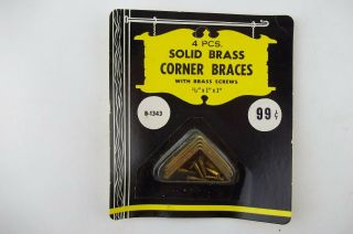 Set Of 4 Vintage Solid Brass Corner Braces 1/2 " X 1 " X 1 ",  Chest Furniture Door