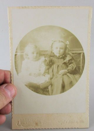 Vtg Antique Studio Photo Cabinet Card Young Girls Sisters Labelle Mo Missouri