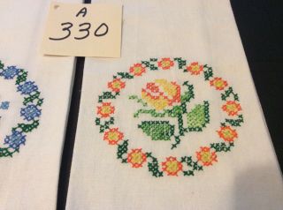 2 Hand Towels 19” X 14 Hand Embroidered Very Charming 3