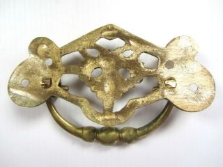 Antique/Vintage Style SOLID BRASS DRAWER HANDLES - Leaf Design - 9.  4cm Wide 3