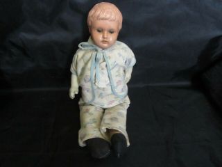 Antique Schutz Marke German Celluloid Doll W/ Cloth Body,  10,  13 "