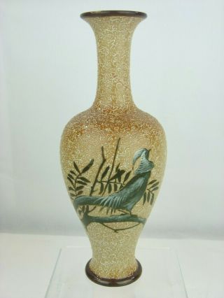 A Rare Doulton Lambeth Vase with Exotic Bird Decoration by Florence Barlow.  2 2