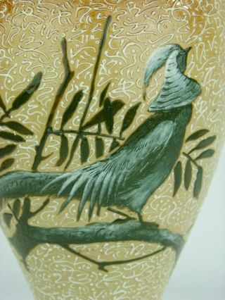 A Rare Doulton Lambeth Vase with Exotic Bird Decoration by Florence Barlow.  2 3