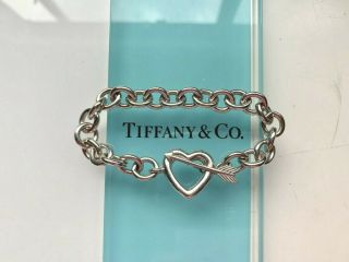 Rare 1994 Vintage Tiffany & Co.  Heart & Arrow Toggle Silver Bracelet Nr