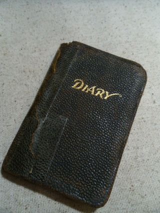 Antique 1940 Diary Tiny Pocket Size Marquette Leather
