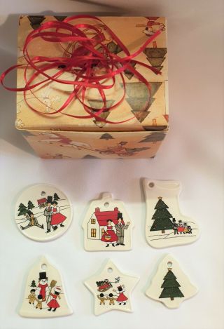 Rare Masons Christmas Village Boxed Set Of Six Christmas Tree Decorations (1)