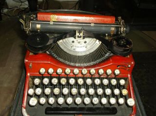 Rare Vintage 1930s Red Underwood Typewriter Glass Keytops