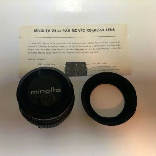 RARE MINOLTA MC VFC ROKKOR 24mm F/2.  8 Lens from JAPAN 2