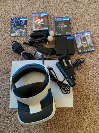 Sony Playstation Vr - With 3 Games,  Vr Demo Game.  Rarely.