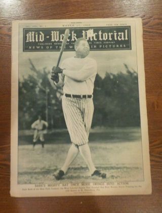 Vintage Baseball Babe Ruth 1930 Mid - Week Pictorial Shape Rare