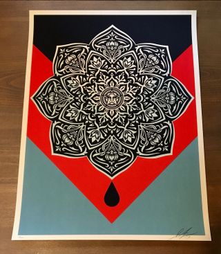Shepard Fairey Obey Giant Mandala Red Signed Numbered Screen Print Rare