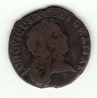 French Colonial,  Rare 1723 Q copper half sol with variety 2