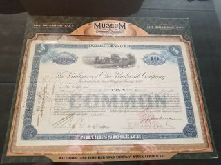 2015 Goodwin Champions Museum Roaring 20s B&o Railroad Stock Certificate Rare