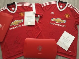 Manchester United Boxed Signed Shirts X 2 Man Utd Official Autographed Rare