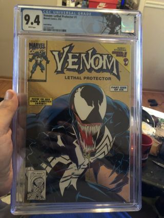 Venom Lethal Protector 1 Gold Foil Variant Rare Cgc 9.  4 Spiderman Venom Label