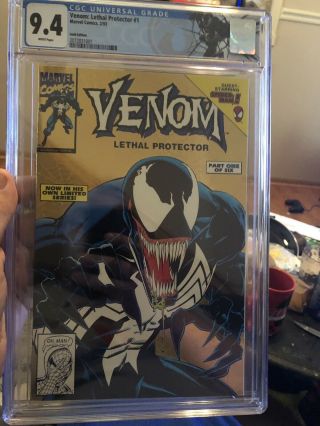 Venom Lethal Protector 1 GOLD Foil Variant Rare CGC 9.  4 Spiderman Venom Label 2