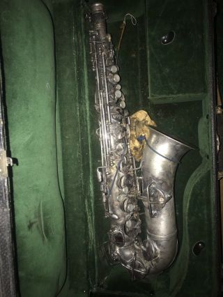 1925 H N White King Alto Saxophone Satin Silver Rare With Case