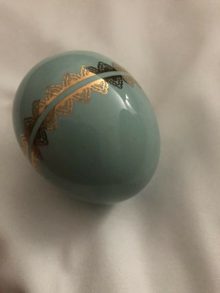 Rare Retired Nora Fleming Mini Tiffany Blue Easter Egg With Gold Lace 3
