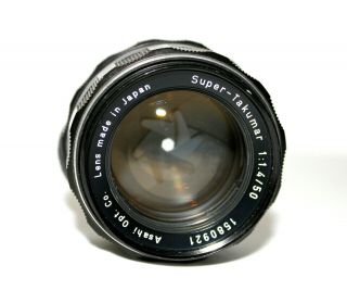 Asahi Pentax 50mm f/1.  4 Takumar 8 Element M42 Lens w/ Cap Filter RARE 3