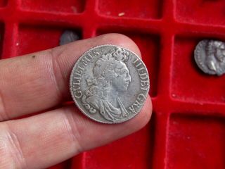Rare William Iii Silver Shilling 1699 Flaming Hair