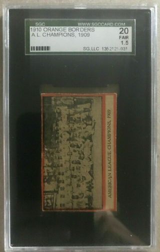 1910 Orange Borders Ty Cobb Sgc 20 Fair Al Champions Tigers Team Card Rare