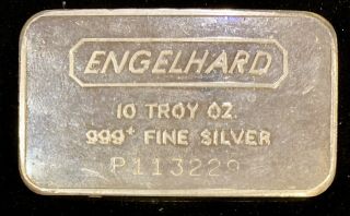 Engelhard P - Serial Prefix 10 Oz Silver Bar Rare.  999,  Fine Low Mintage 113229