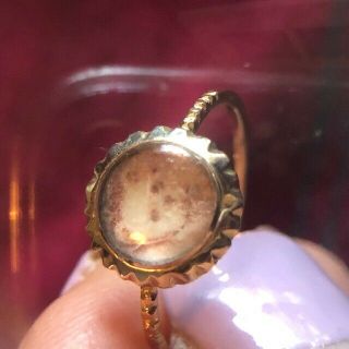 Fine15ct gold enamel dog portrait miniature locket ring Victorian rare find 2