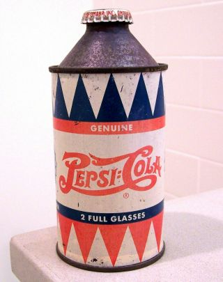 Rare Vintage C.  1940s Pepsi - - Cola Double Dot Cone Top Soda Can