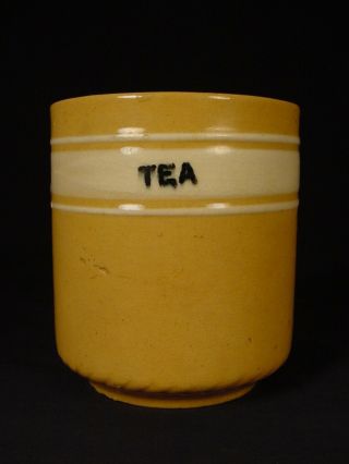 Rare Early Mccoy Tea Canister Dandy Line White Band Yellow Ware