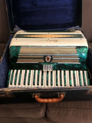 Vintage Rare Baldoni Accordion Green And White