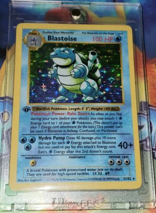 1st Edition Shadowless Blastoise 2/102 Base Set Holo Rare Pokemon Card