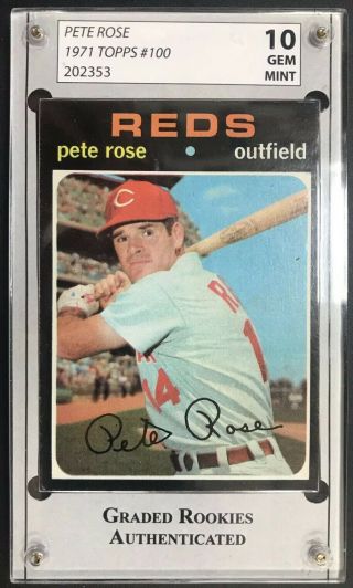 Pete Rose 1971 Topps 100 Graded Gem 10 Rare