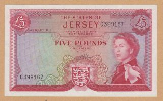 Jersey £5 Pounds Banknote P9 Nd 1963 - Very Rare - Unc