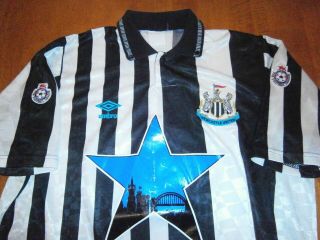 Rare Match Worn Newcastle United Shirt - Umbro - Blue Star - 1990/91 Season