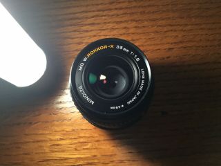 Minolta Md W.  Rokkor 35mm F/1.  8 W/ B,  W Uv Filter & Lens Hood - Rare