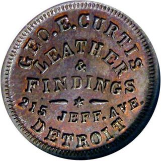 1863 Detroit Michigan Civil War Token Geo E Curtis Ngc Ms65 Rare In Uncirculated