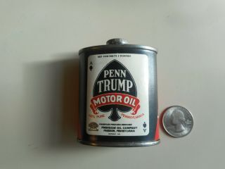Rare Vintage Mini 3 Oz.  Sample Can Of Penn Trump Motor Oil